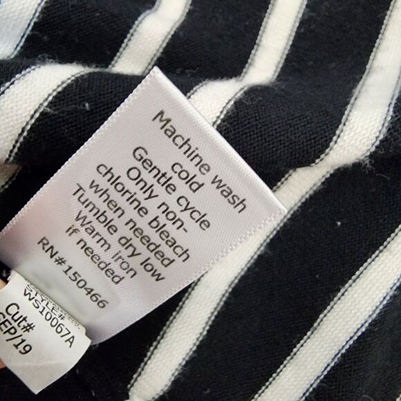 Market & Spruce Cardigan Womens Large Jeana Striped Elbow Patch Black White Knit - Picture 10 of 11